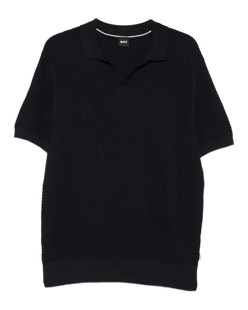 HUGO BOSS waffle V-neck T-shirt - Blau Blau