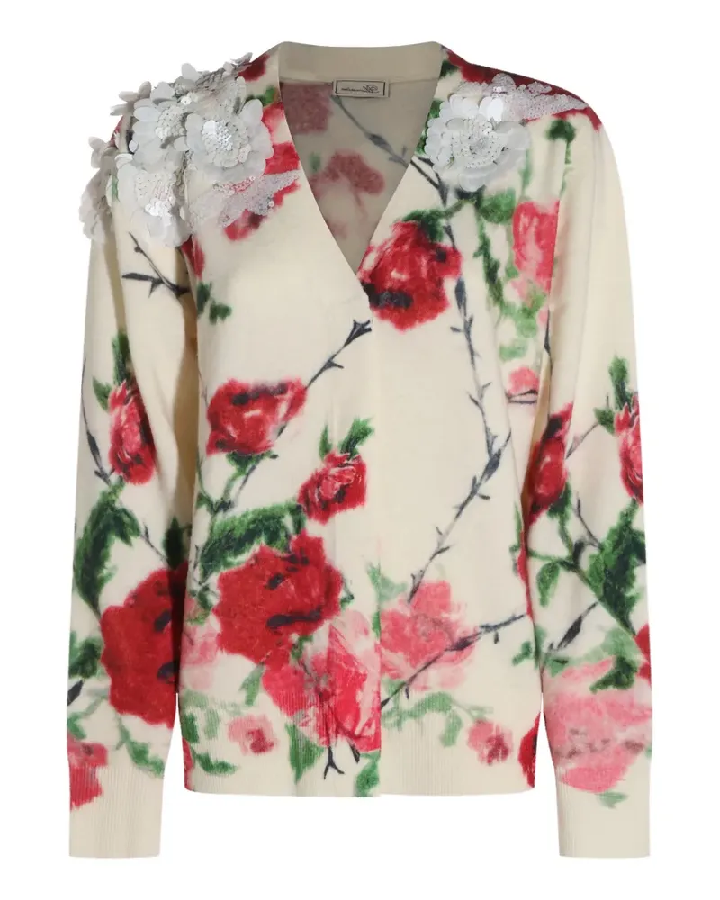 Blumarine Paillettenverzierter Pullover mit Blumen-Print - Nude Nude