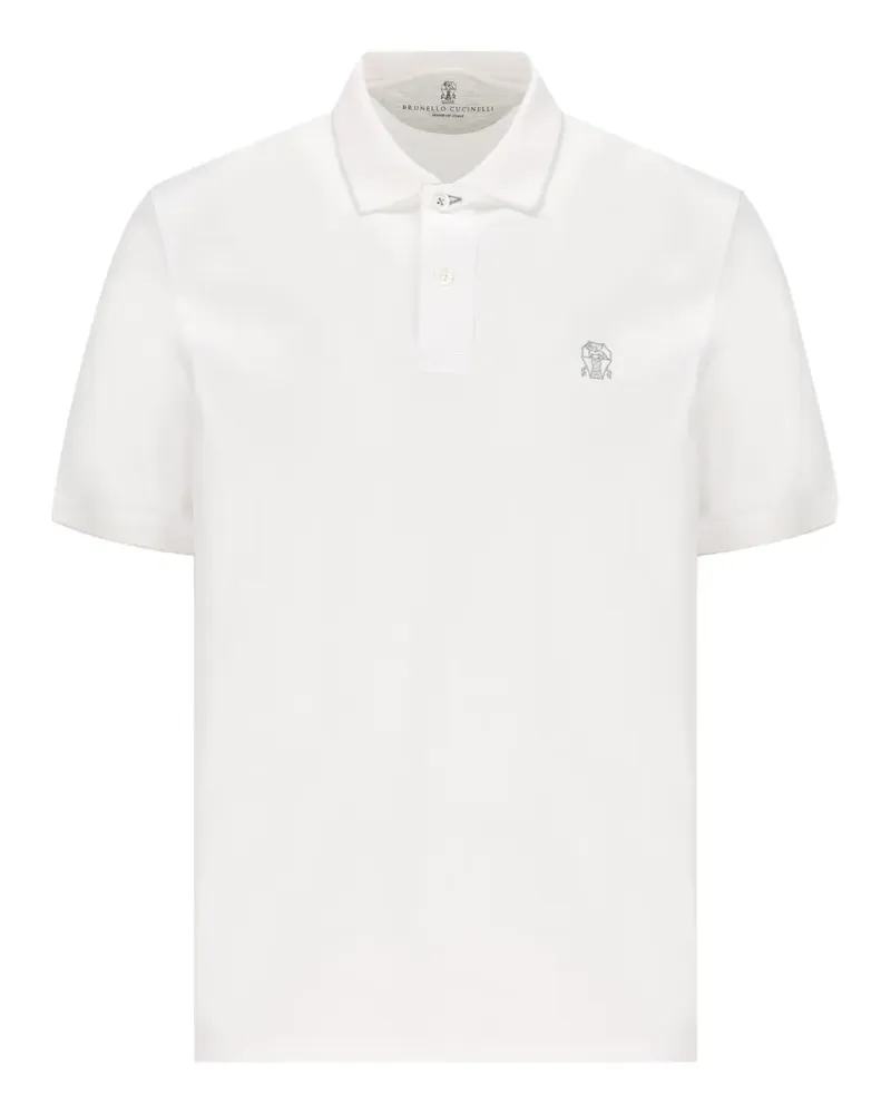 Brunello Cucinelli Poloshirt mit Logo-Stickerei - Weiß Weiß