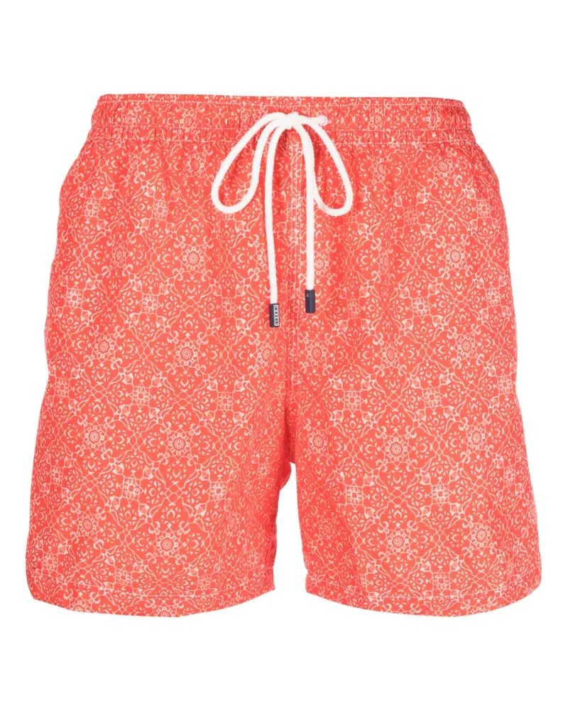 Fedeli Gemusterte Badeshorts mit Kordelzug - Orange Orange