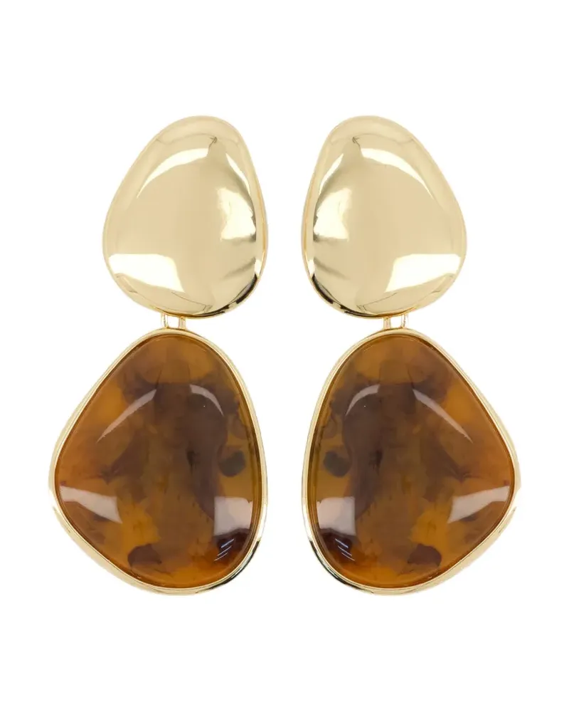 Self-Portrait tiger-eye earrings - Gold Gold