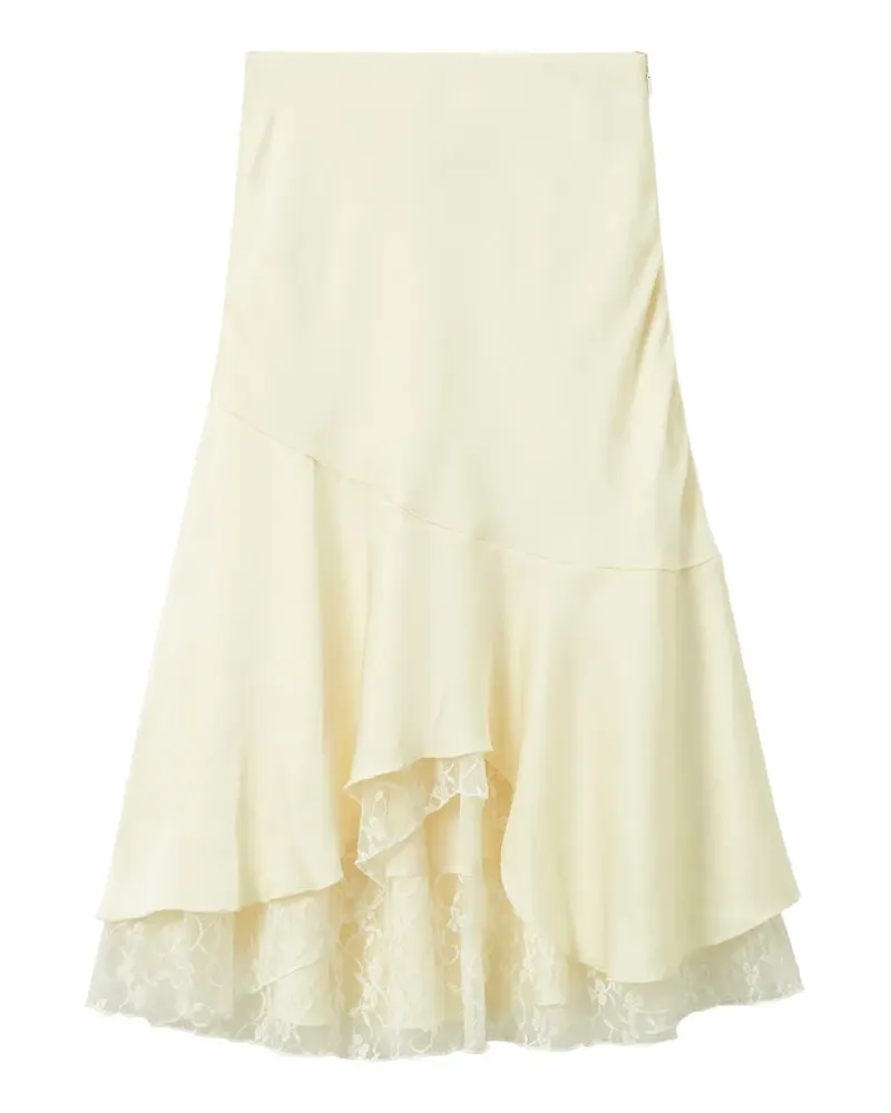 b+ab lace-trim asymmetric midi skirt - Nude Nude