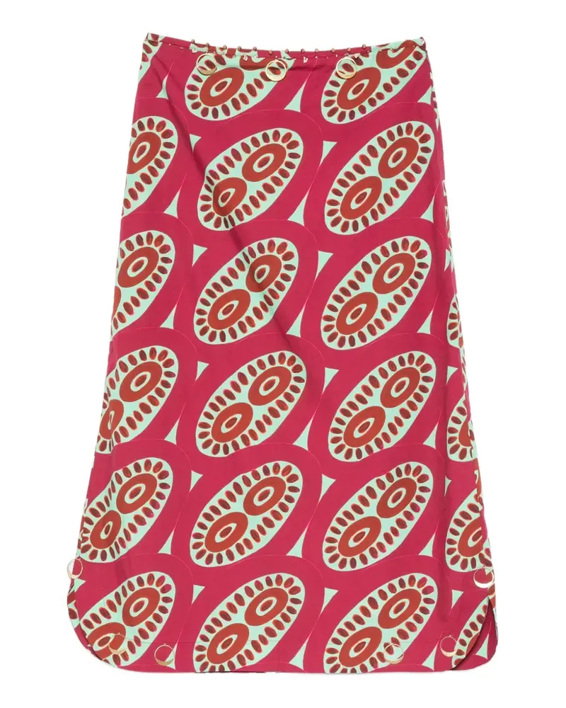 THEMIS Z Selena geometric-print side-slit midi skirt - Rosa Rosa