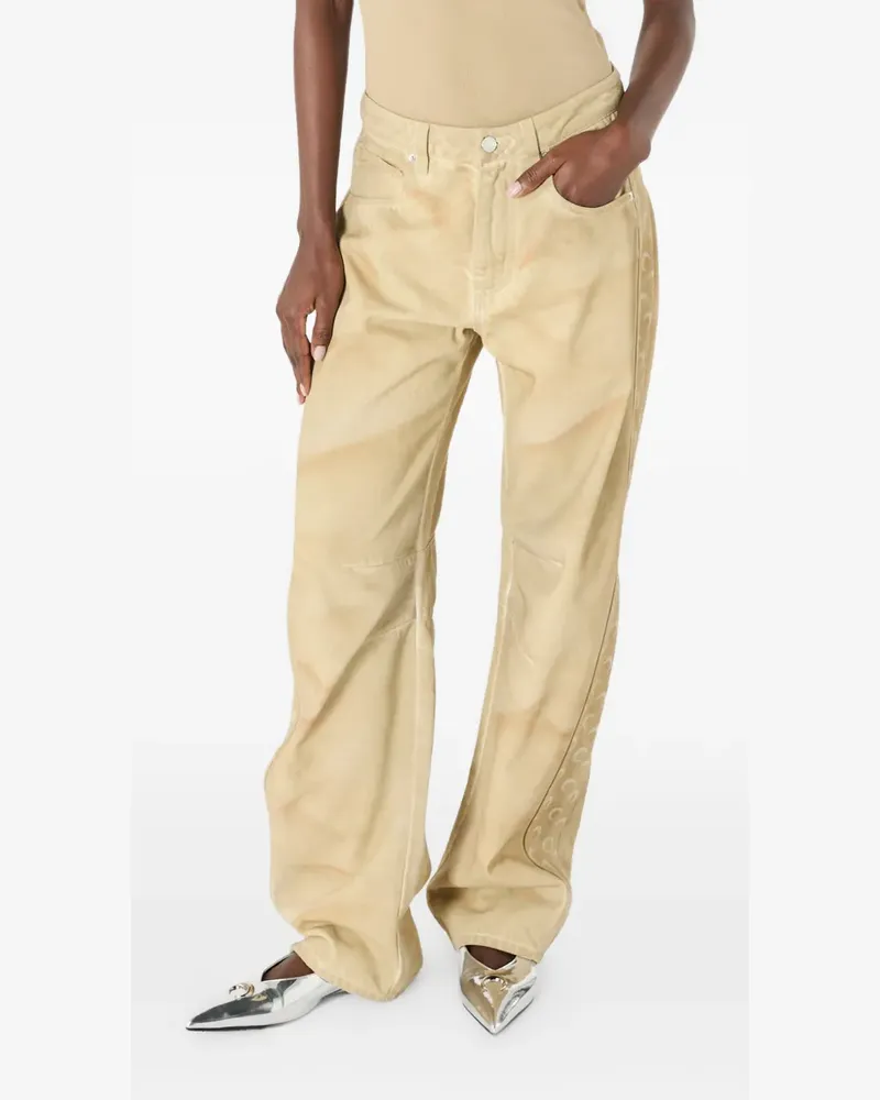 Marine Serre faded Moon-motif jeans - Nude Nude
