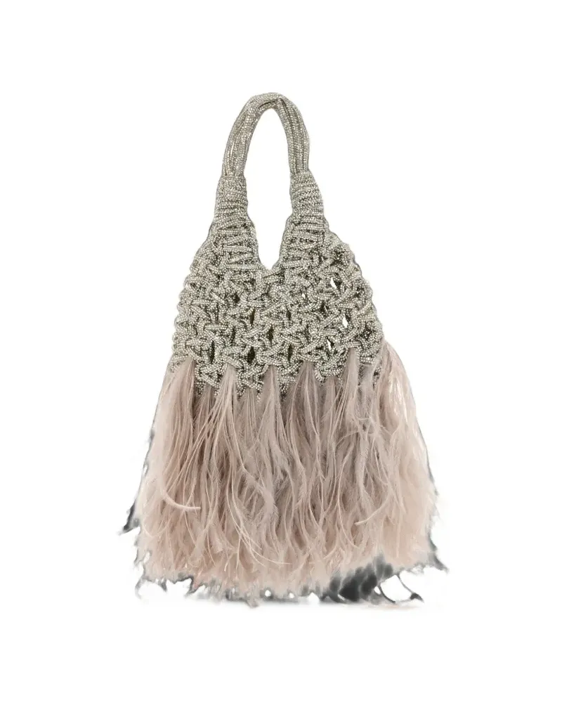 HIBOURAMA mini Vannifique Plumes tote bag - Silber Silber