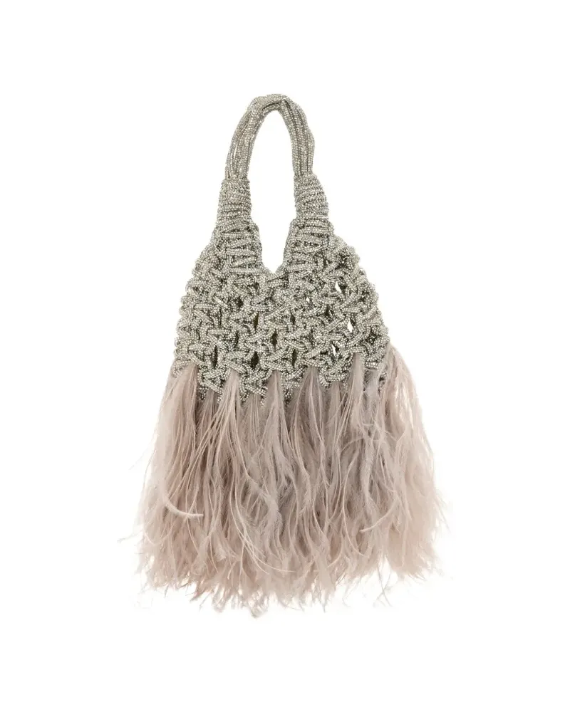 HIBOURAMA Mini Vannifique Plumes Tote Bag - Silber Silber