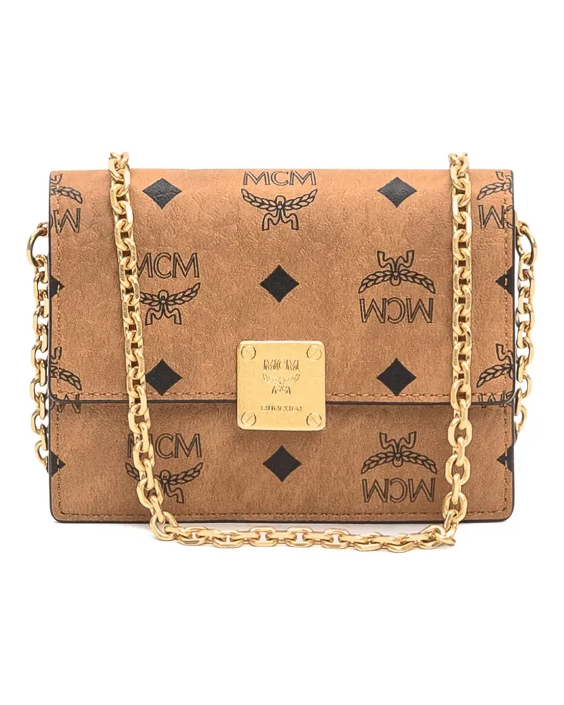MCM Visetos Umhängetasche mit Logo-Schild - Braun Braun