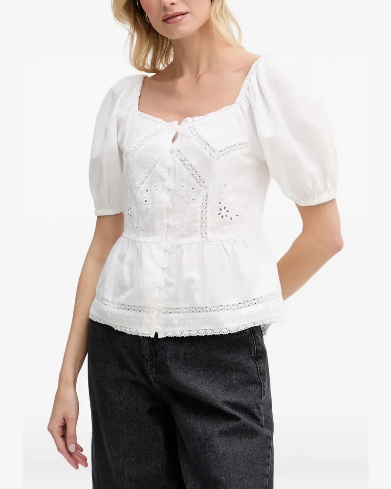 Hoss Intropia Celia Bluse mit Puffärmeln - Weiß Weiß