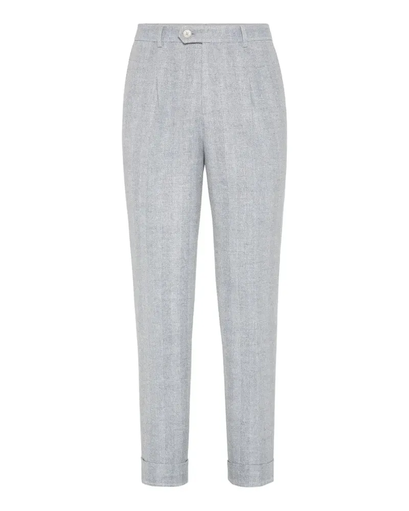 Brunello Cucinelli pleated-design turned-up trousers - Grau Grau