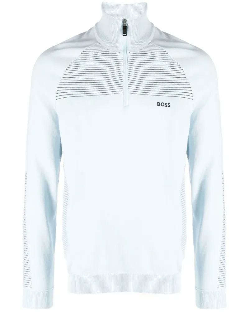HUGO BOSS Gestreifter Pullover mit Reißverschluss - Blau Blau