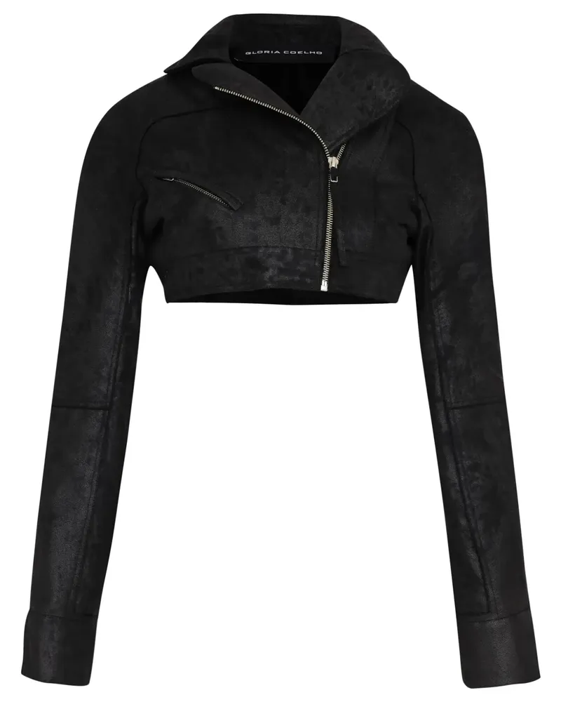 Gloria Coelho Cropped-Jacke aus Faux-Leder - Schwarz Schwarz