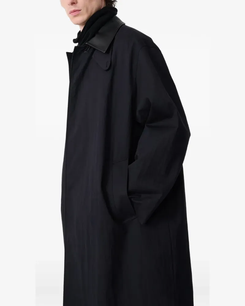 Studio Nicholson Trenchcoat mit Lederkragen - Schwarz Schwarz