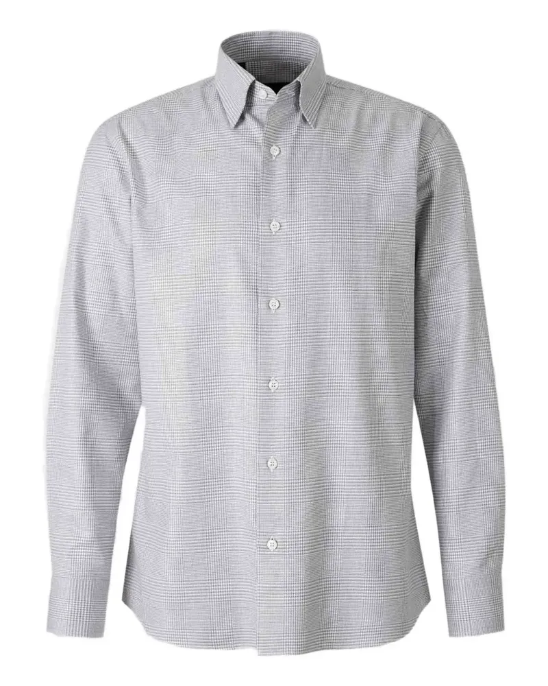 Brioni long-sleeve checked shirt - Weiß Weiß