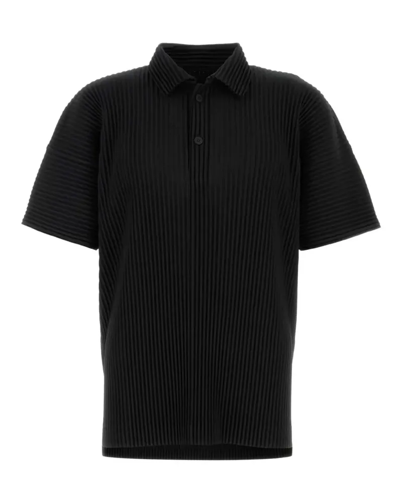 Issey Miyake pleated polo shirt - Schwarz Schwarz