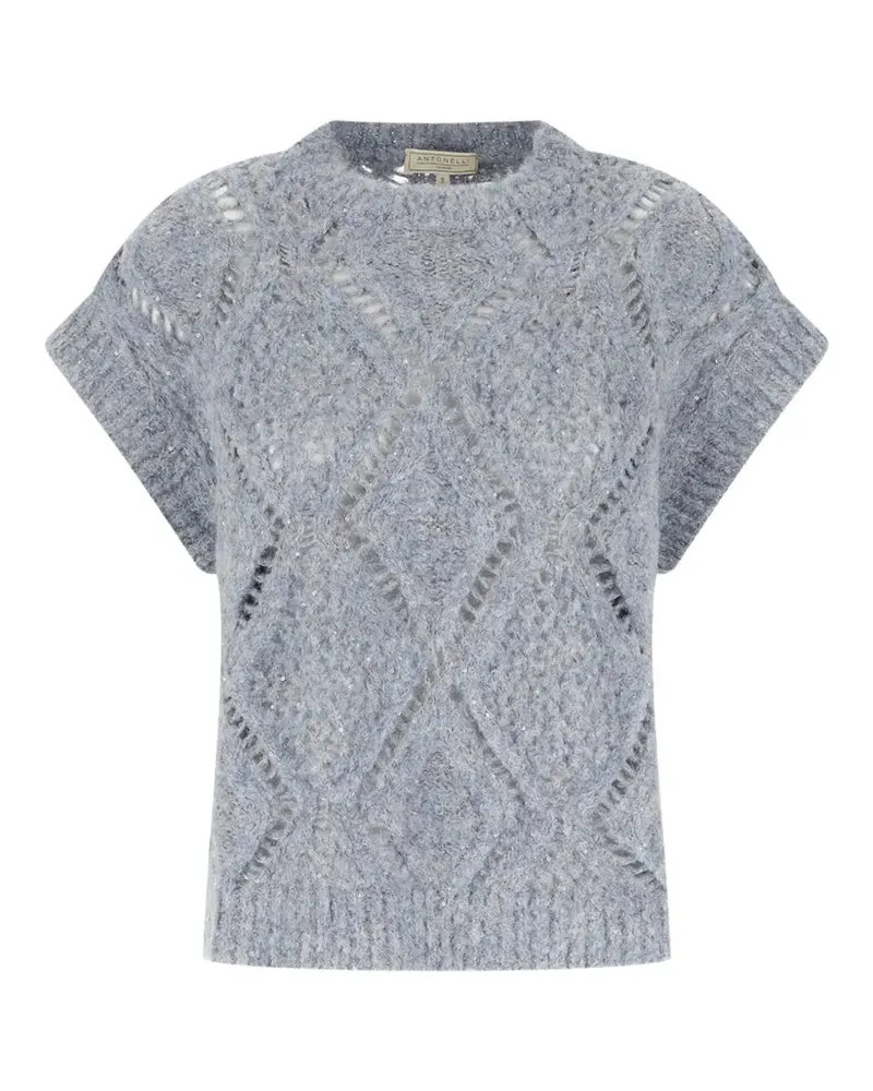 Antonelli Firenze sequin-embellished pointelle-knit sweater - Blau Blau