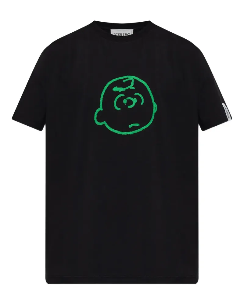 Iceberg T-Shirt mit Peanuts-Stickerei - Schwarz Schwarz
