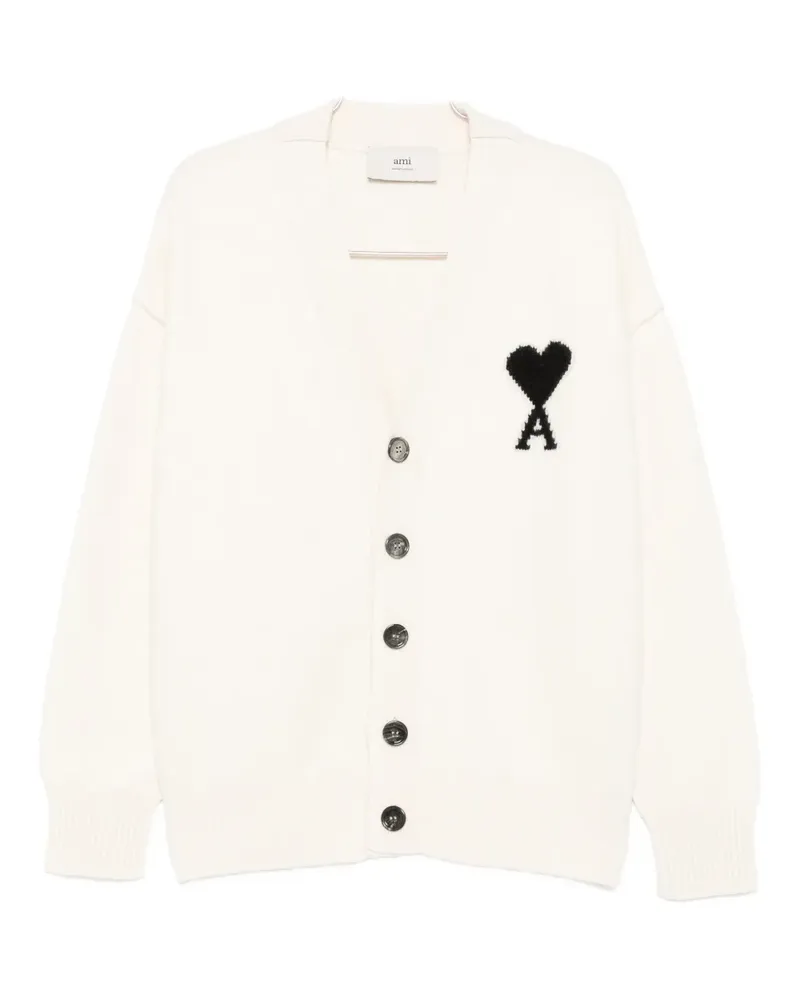 AMI Paris Ami de Coeur Cardigan mit Monogramm - Nude Nude