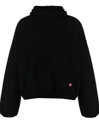 Alexander Wang Bestickter Hoodie mit tiefen Schultern Schwarz