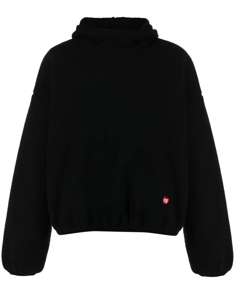 Alexander Wang Bestickter Hoodie mit tiefen Schultern Schwarz