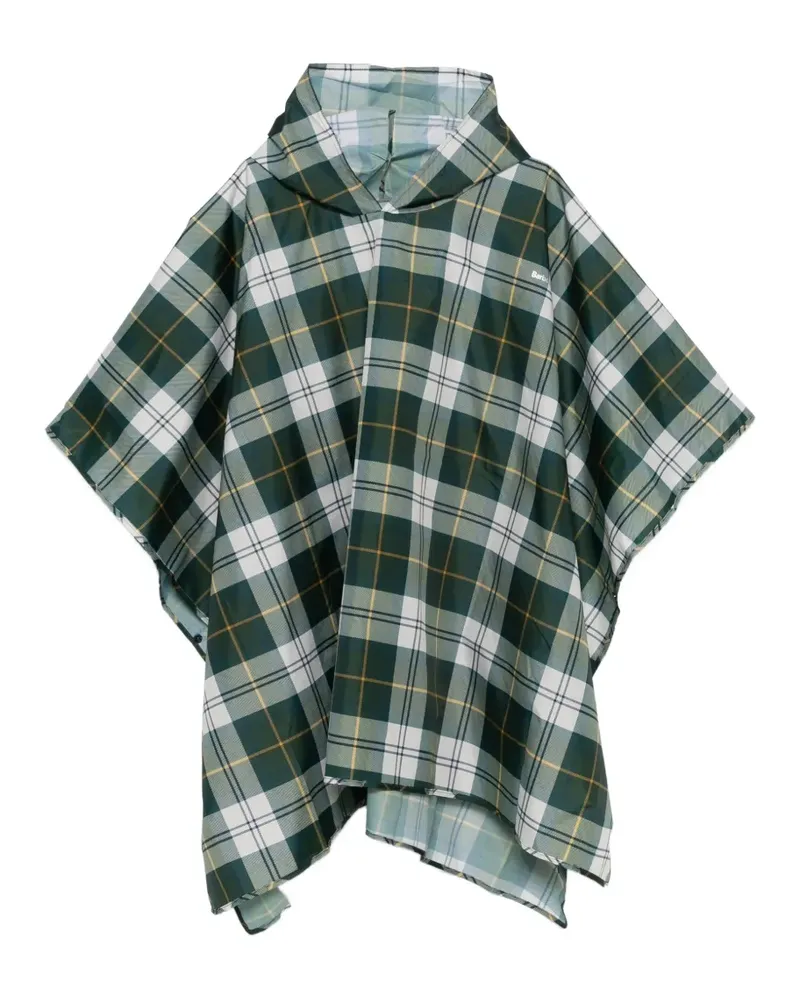 Barbour Kapuzen-Poncho mit Schottenkaro - Grün Grün