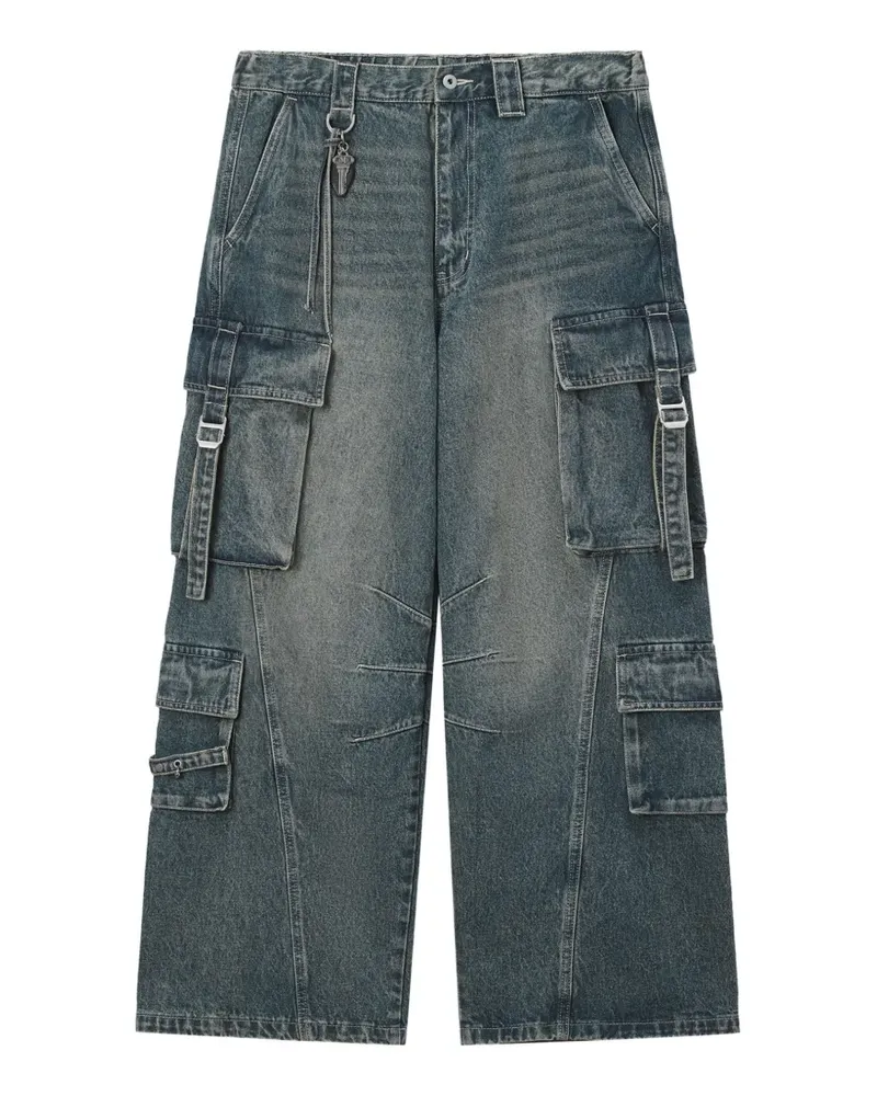 Musium Div. Ausgeblichene Cargohose - Blau Blau