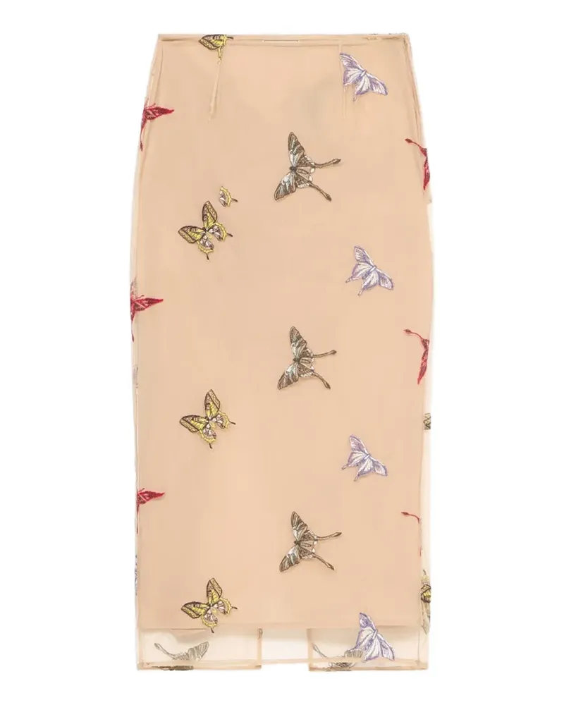 Blumarine Midirock mit Schmetterling-Applikation - Nude Nude