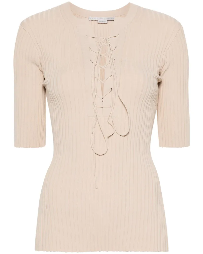 Stella McCartney Geripptes Oberteil mit Schnürung - Nude Nude