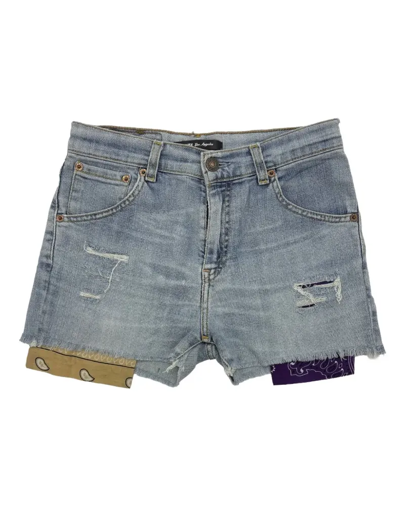 HTC Hollywood Trading Company distressed bandana-insert shorts - Blau Blau