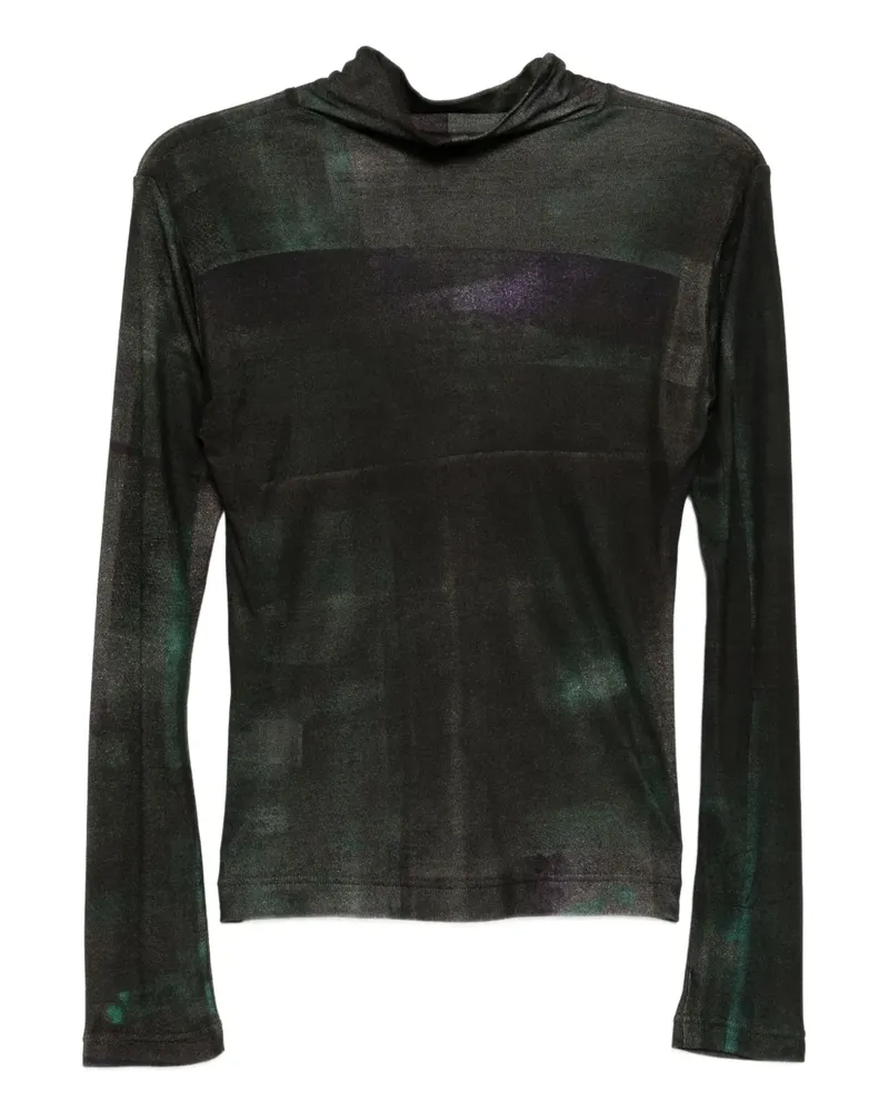Yohji Yamamoto Oberteil mit Print - Schwarz Schwarz
