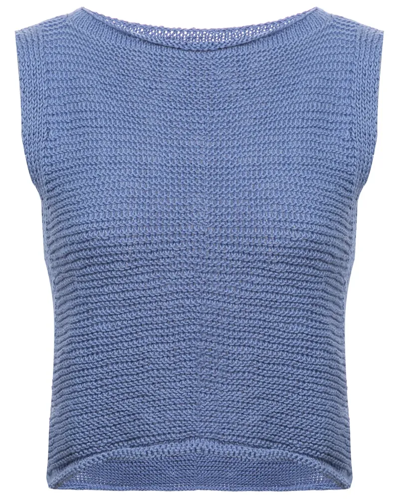 VOZ Gestricktes Cropped-Top - Blau Blau