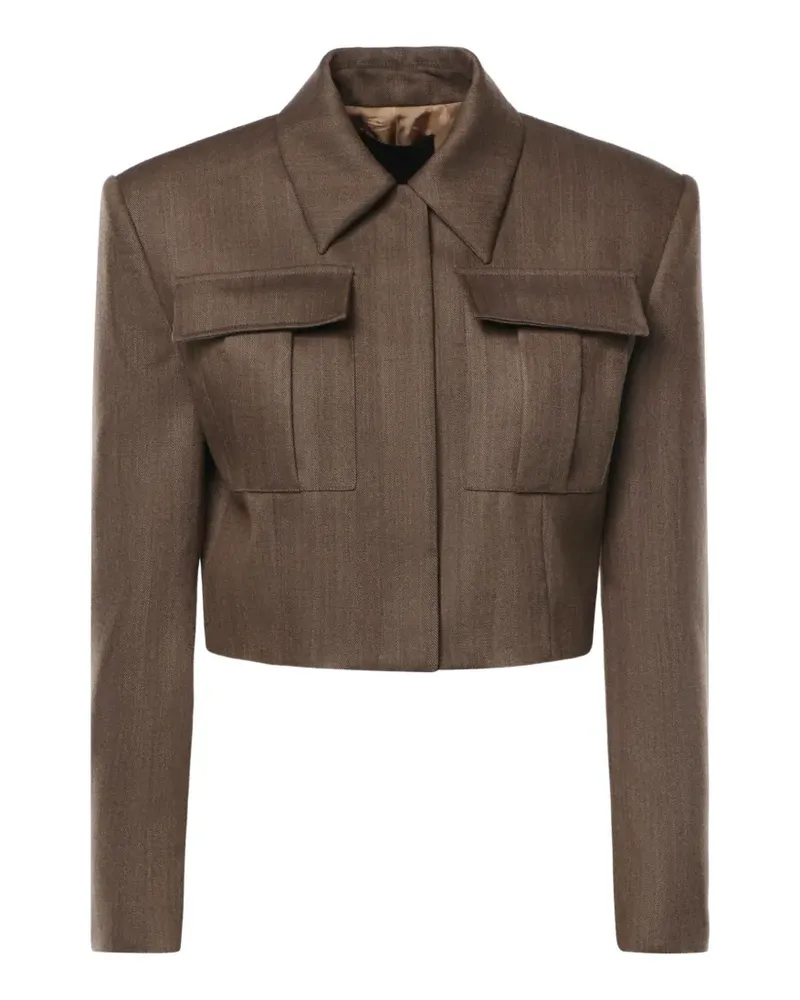 Dondup Cropped-Jacke mit aufgesetzten Taschen - Braun Braun
