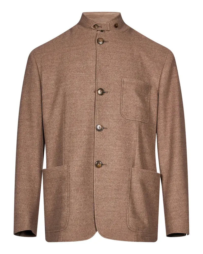 Canali button-up patch-pocket jacket - Braun Braun