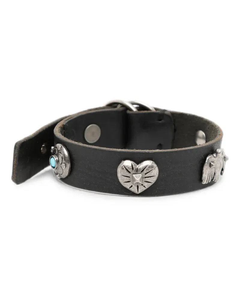 Valentino Garavani embellished leather bracelet - Schwarz Schwarz