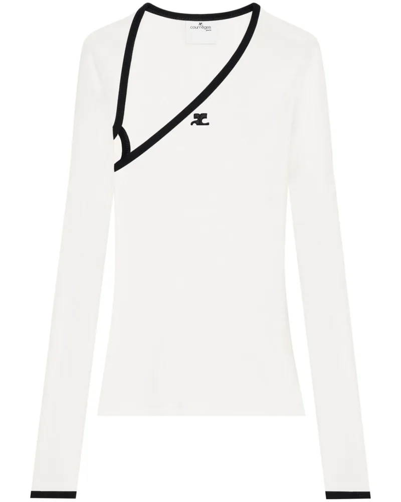 Courrèges Slash T-Shirt mit Kontrastdetail - Weiß Weiß