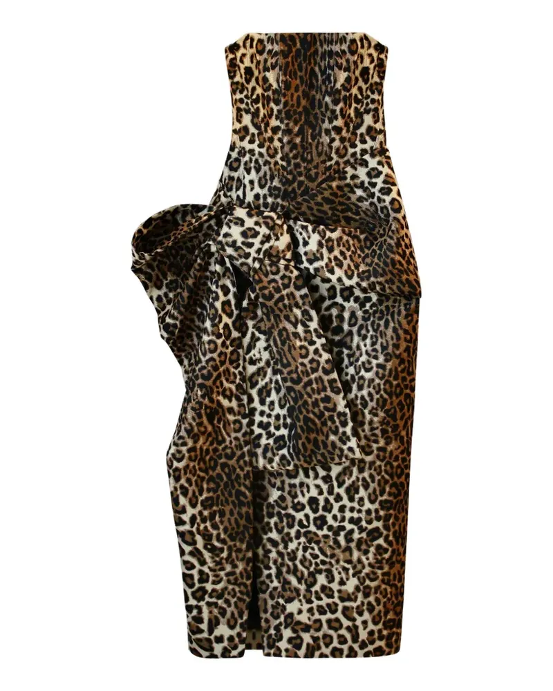 Givenchy Langes Bustier-Kleid aus Leopardenjacquard mit Schleife - Braun Braun