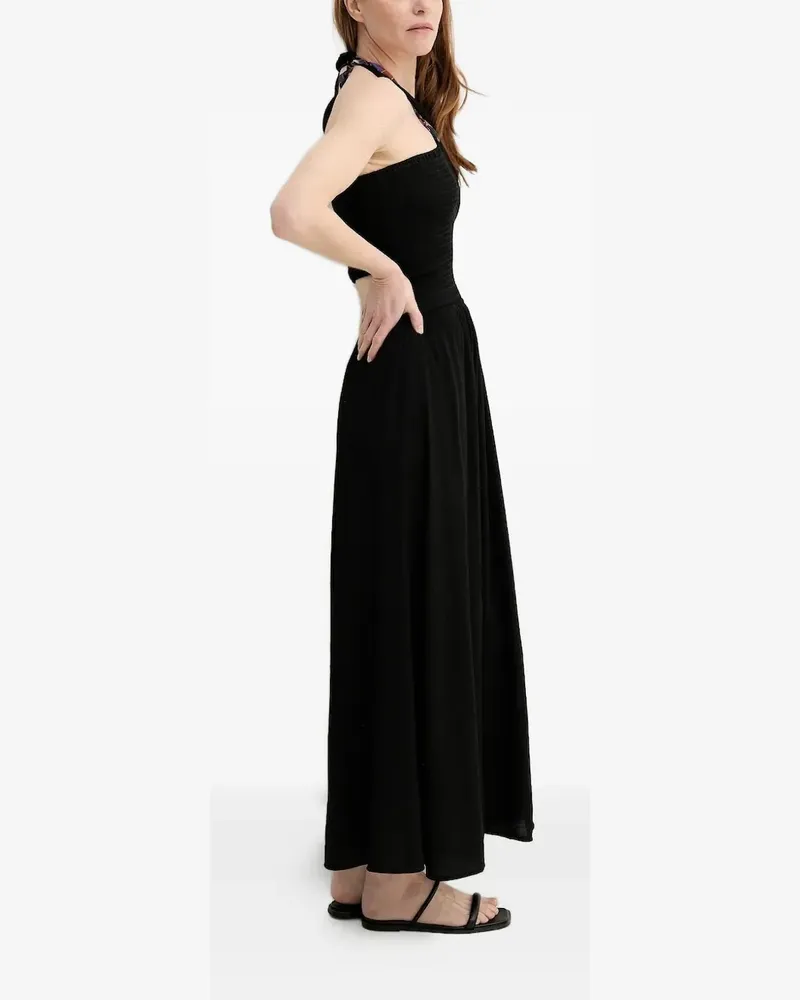 Sessùn Gesmoktes Neckholder-Maxikleid - Schwarz Schwarz