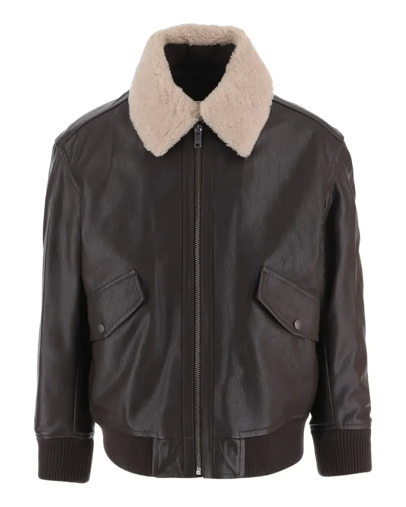 HUGO BOSS Jopeak leather jacket - Braun Braun