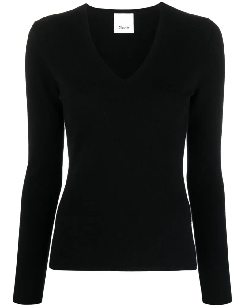 ALLUDE Pullover mit V-Ausschnitt - Schwarz Schwarz