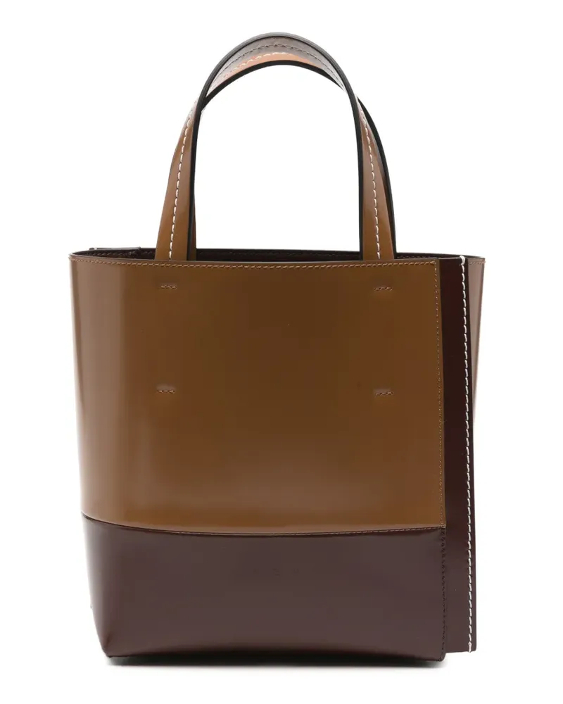 Marni Kleine Museo Beuteltasche mit Kontrastnähten - Braun Braun