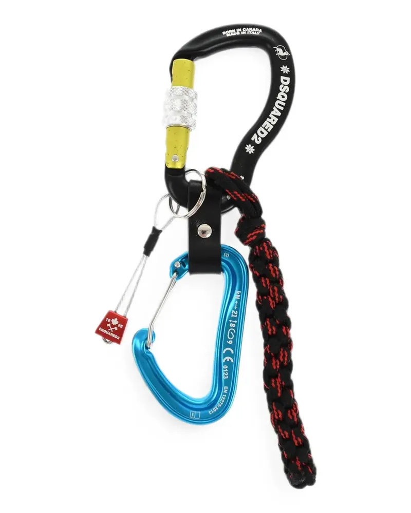 Dsquared2 double-carabiner textile keyring - Schwarz Schwarz