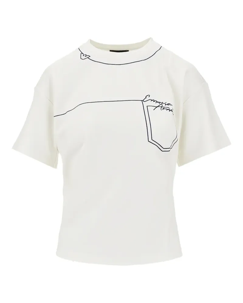 Emporio Armani T-Shirt aus Stretch-Viskose mit Taschendetail - Nude Nude