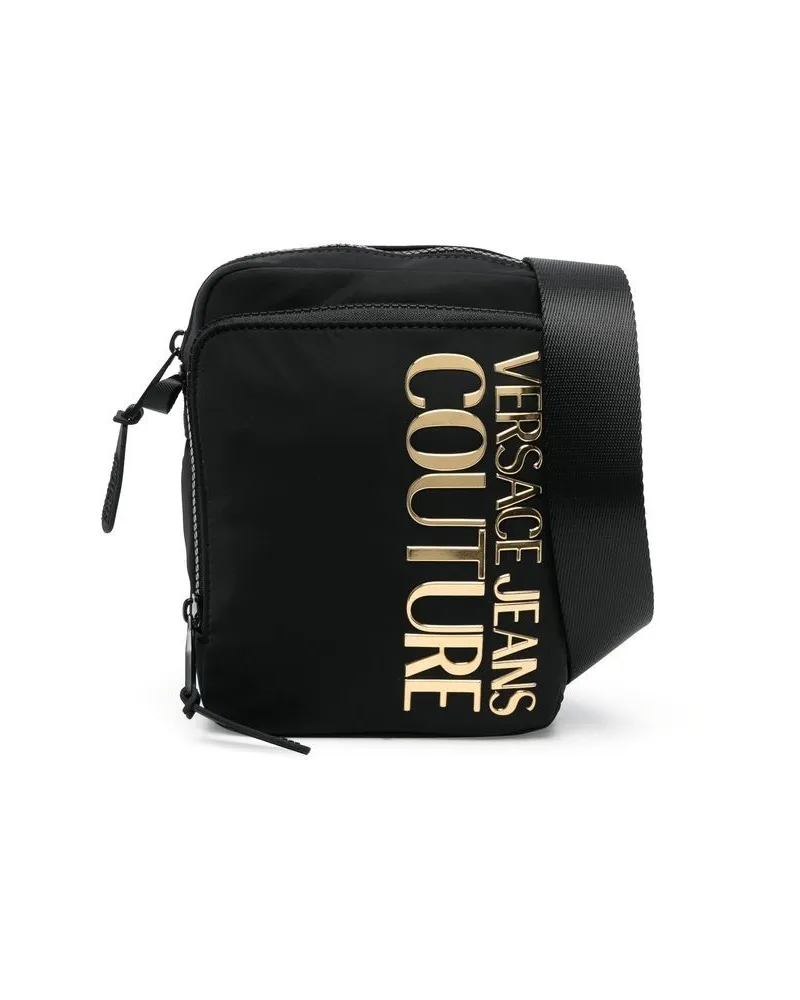 Versace Jeans Kuriertasche mit Logo-Schild Schwarz