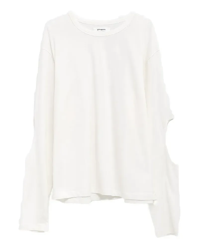 GIMAGUAS Julian cut out-elbows long-sleeved cotton T-shirt - Weiß Weiß