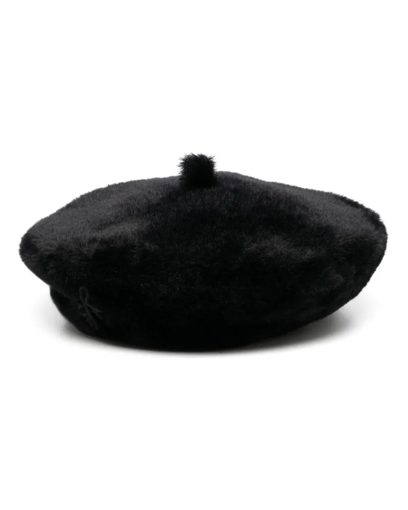 RUSLAN BAGINSKIY Baskenmütze aus Faux Fur - Schwarz Schwarz