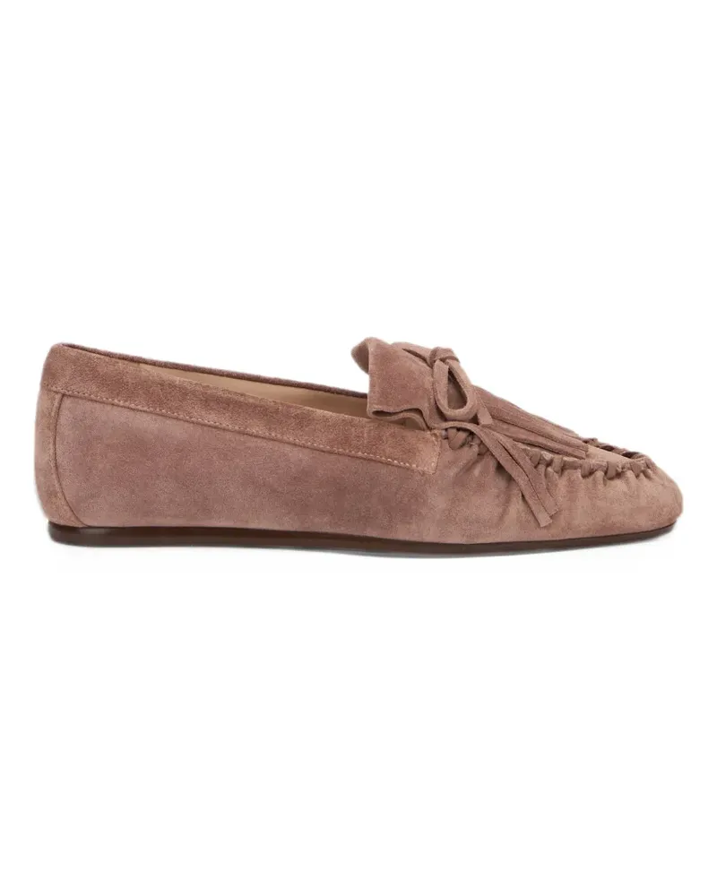 Stuart Weitzman fringe suede loafers - Nude Nude