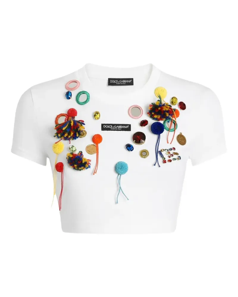 Dolce & Gabbana T-Shirt mit Applikationen - Weiß Weiß