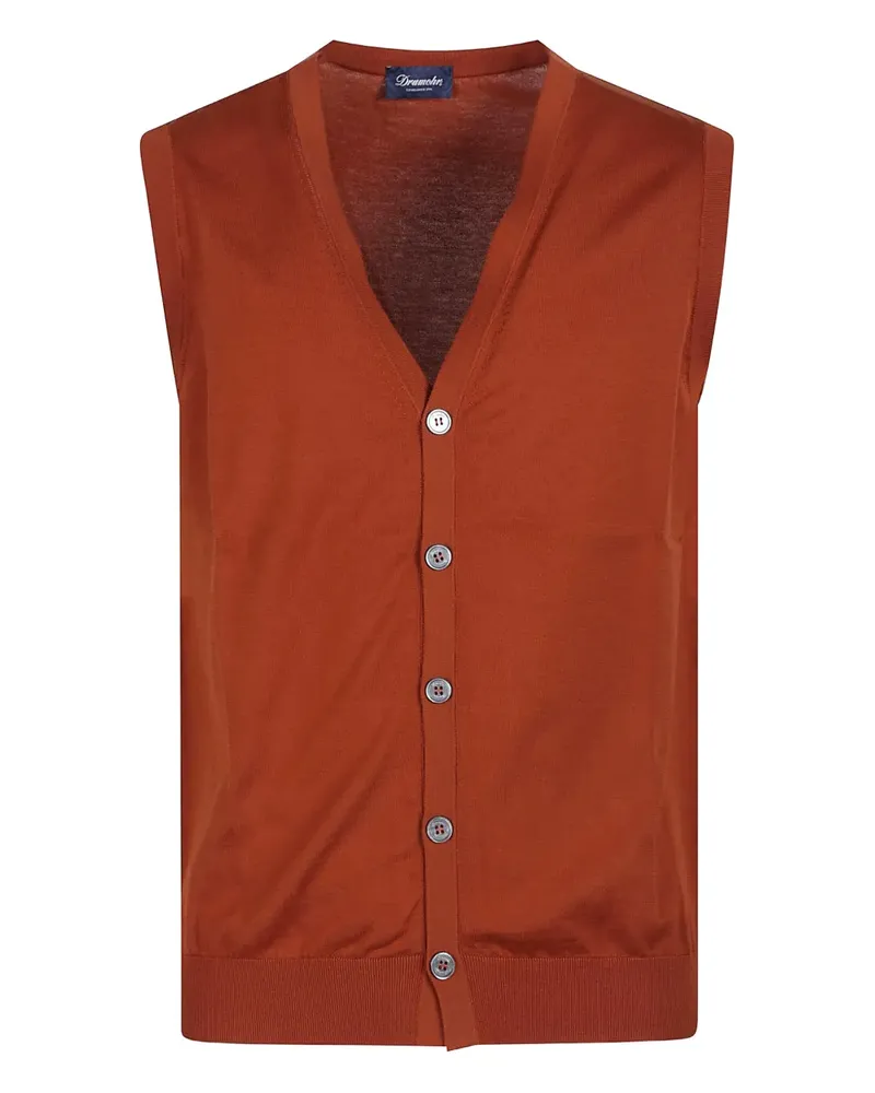 Drumohr  button-front cotton waistcoat - Orange Orange