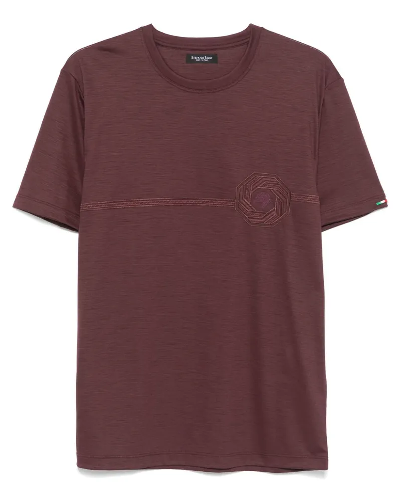 Stefano Ricci T-Shirt mit Logo-Stickerei - Violett Violett