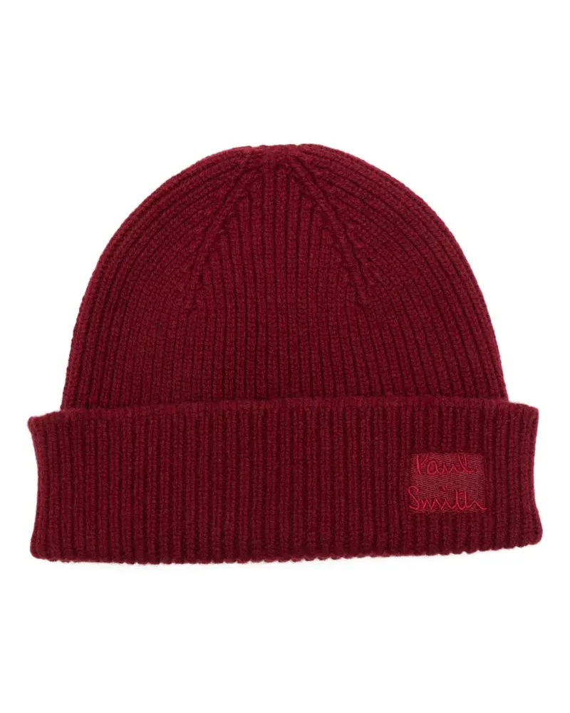 Paul Smith Gerippte Beanie - Rot Rot
