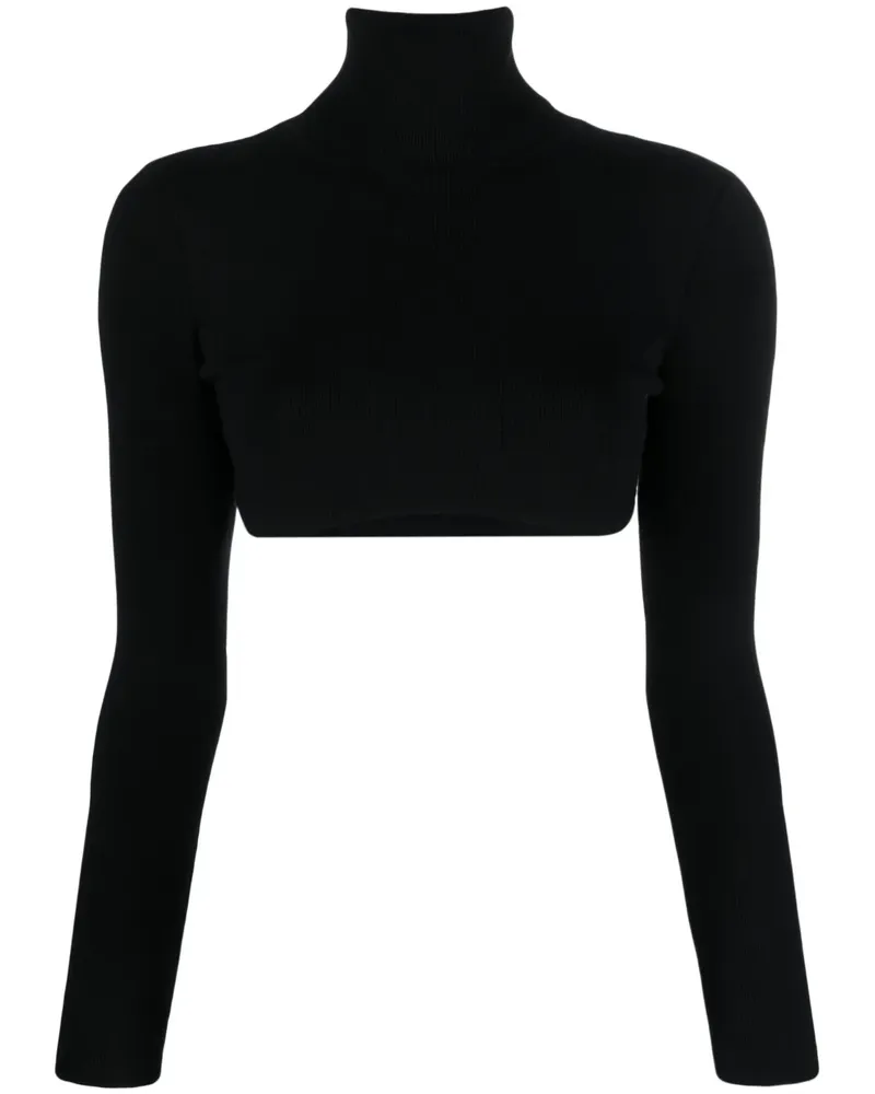 Elisabetta Franchi Cropped-Pullover mit Stehkragen - Schwarz Schwarz